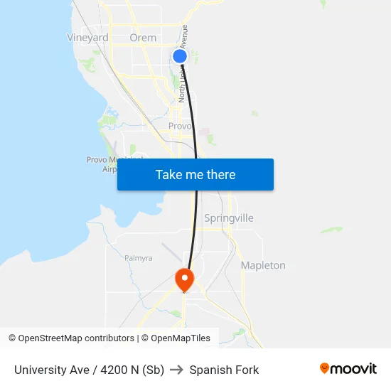 University Ave / 4200 N (Sb) to Spanish Fork map