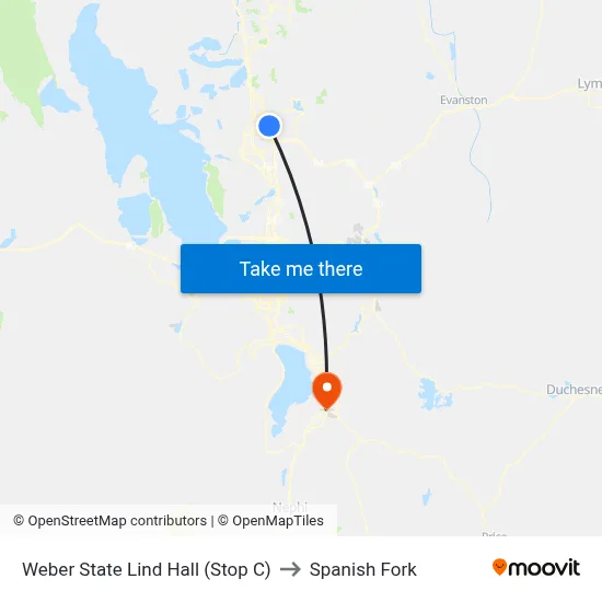 Weber State Lind Hall (Stop C) to Spanish Fork map