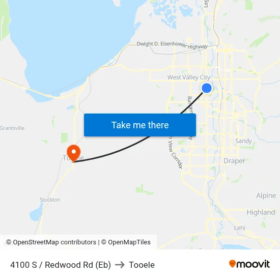 4100 S / Redwood Rd (Eb) to Tooele map