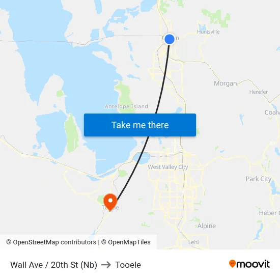 Wall Ave / 20th St (Nb) to Tooele map