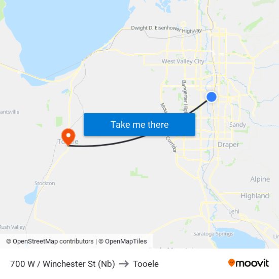 700 W / Winchester St (Nb) to Tooele map