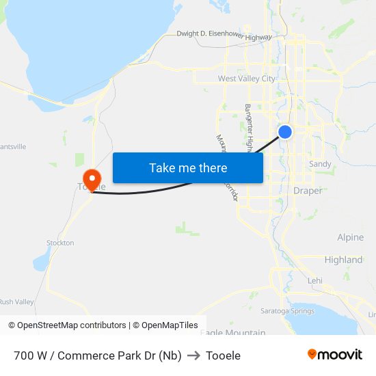 700 W / Commerce Park Dr (Nb) to Tooele map