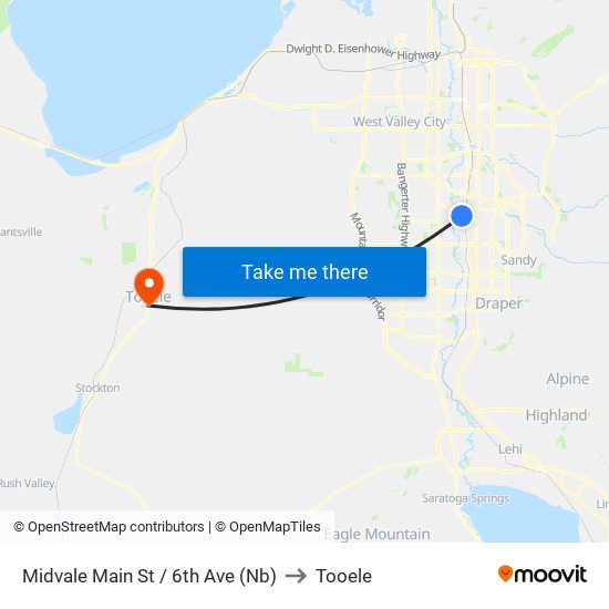 Midvale Main St / 6th Ave (Nb) to Tooele map