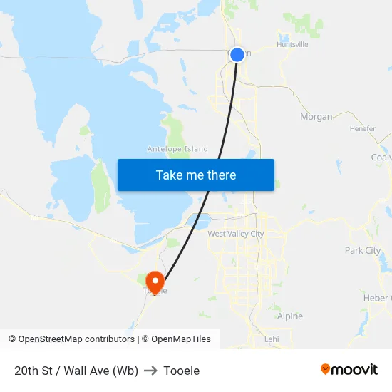 20th St / Wall Ave (Wb) to Tooele map