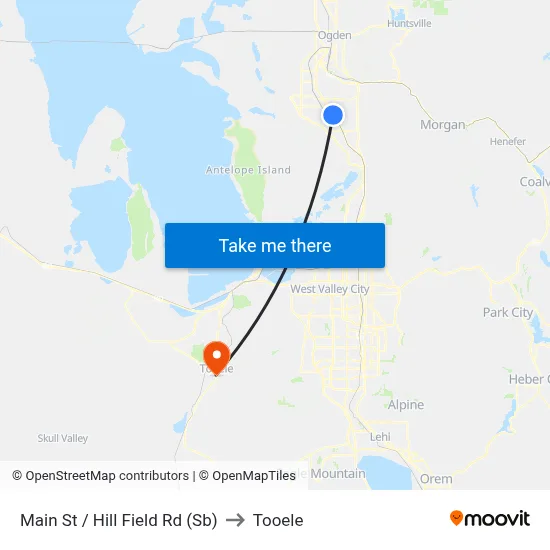 Main St / Hill Field Rd (Sb) to Tooele map