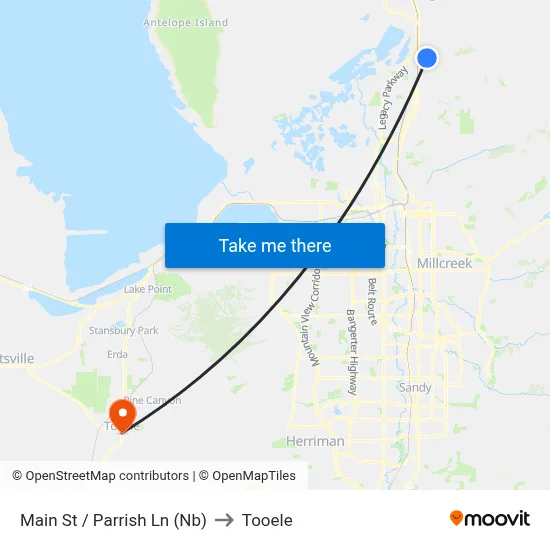 Main St / Parrish Ln (Nb) to Tooele map