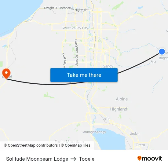 Solitude Moonbeam Lodge to Tooele map