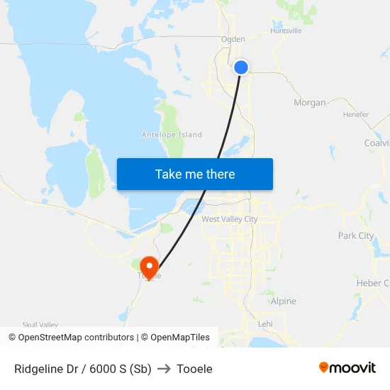 Ridgeline Dr / 6000 S (Sb) to Tooele map