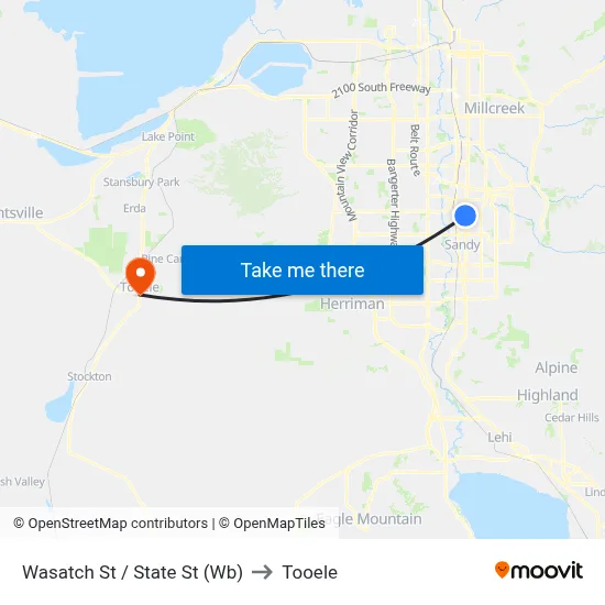 Wasatch St / State St (Wb) to Tooele map