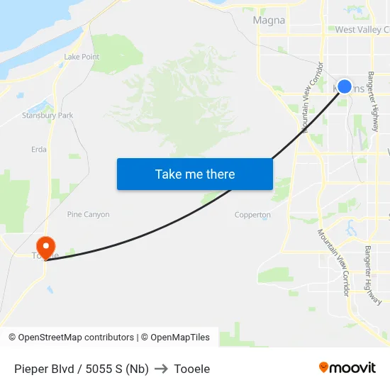 Pieper Blvd / 5055 S (Nb) to Tooele map