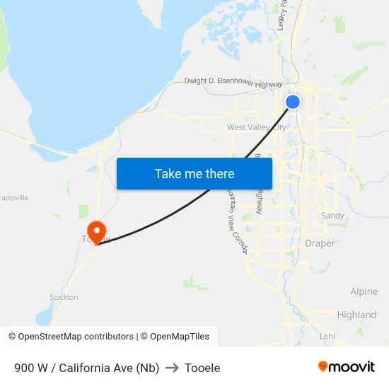 900 W / California Ave (Nb) to Tooele map