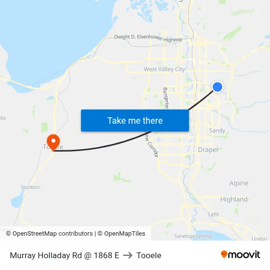 Murray Holladay Rd @ 1868 E to Tooele map