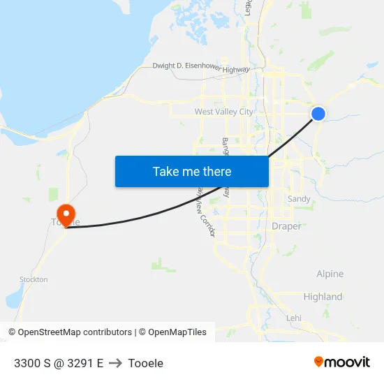 3300 S @ 3291 E to Tooele map