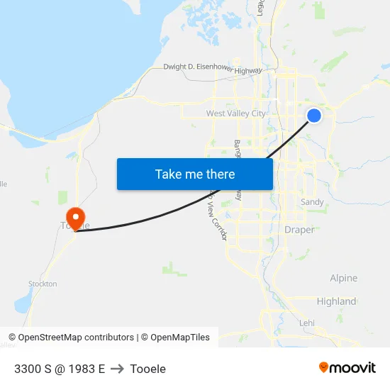3300 S @ 1983 E to Tooele map