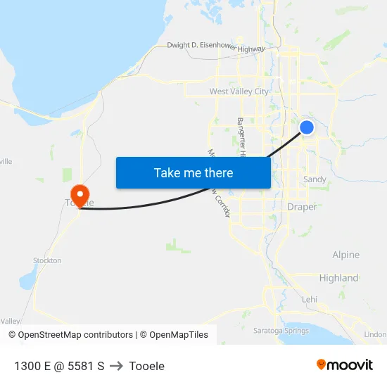 1300 E @ 5581 S to Tooele map