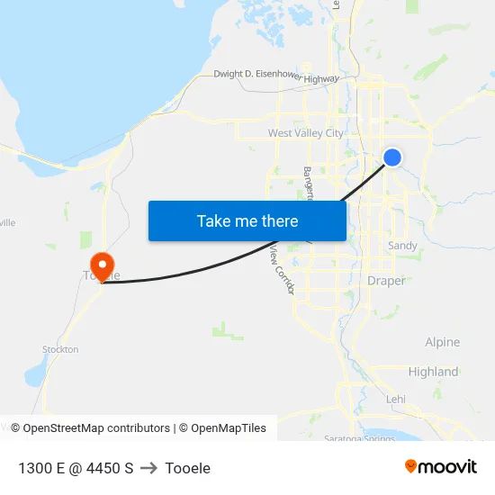 1300 E @ 4450 S to Tooele map
