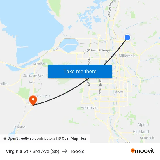 Virginia St / 3rd Ave (Sb) to Tooele map