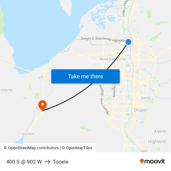400 S @ 902 W to Tooele map