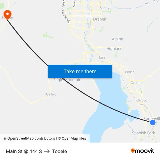 Main St @ 444 S to Tooele map