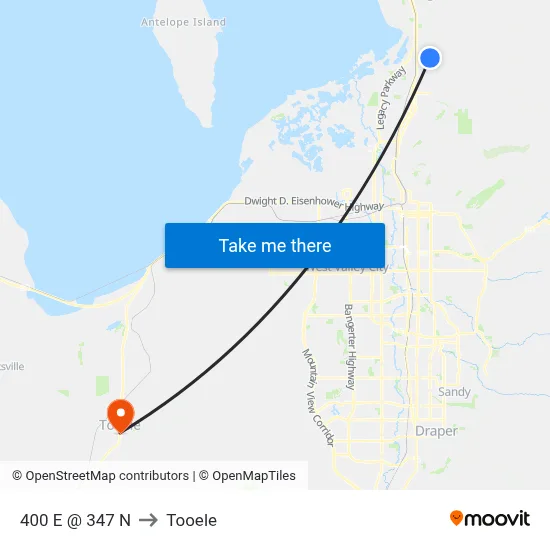 400 E @ 347 N to Tooele map