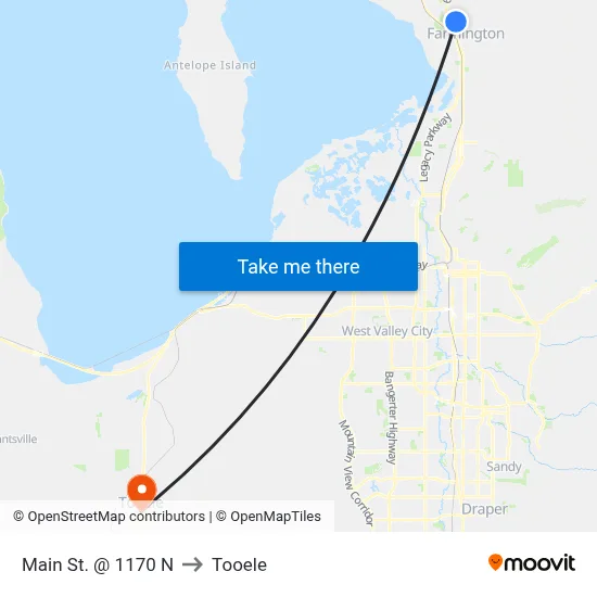Main St. @ 1170 N to Tooele map