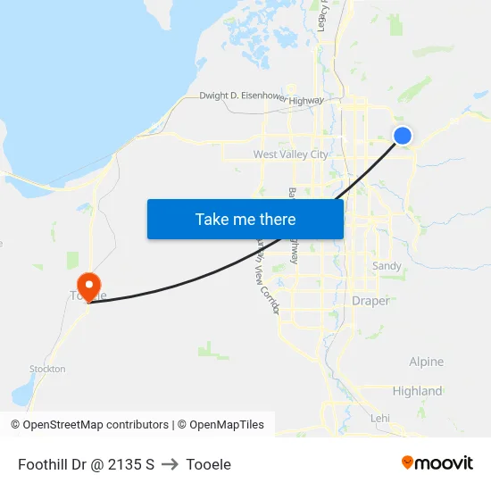 Foothill Dr @ 2135 S to Tooele map