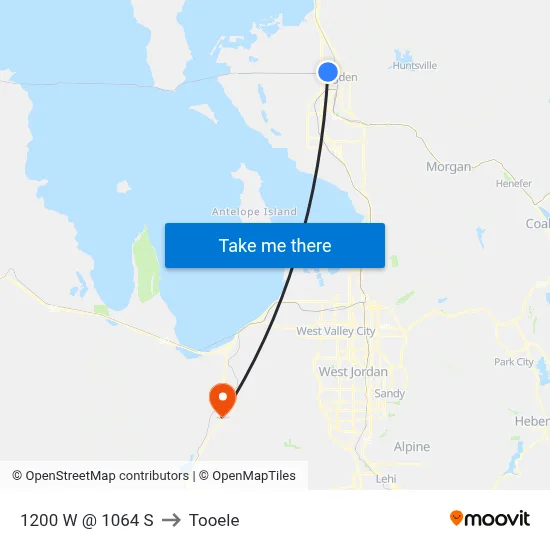 1200 W @ 1064 S to Tooele map
