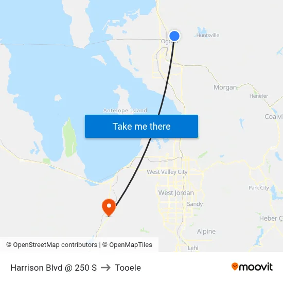 Harrison Blvd @ 250 S to Tooele map
