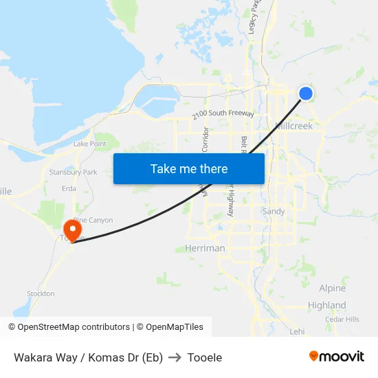 Wakara Way / Komas Dr (Eb) to Tooele map