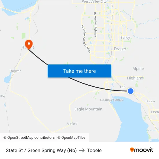 State St / Green Spring Way (Nb) to Tooele map