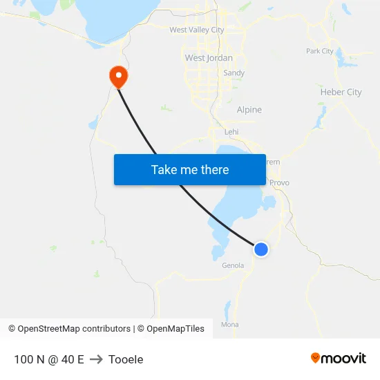 100 N @ 40 E to Tooele map