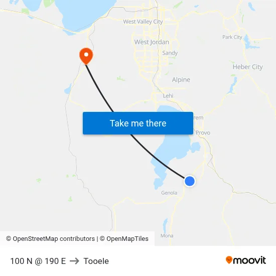 100 N @ 190 E to Tooele map
