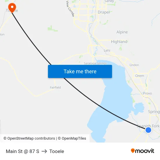Main St @ 87 S to Tooele map