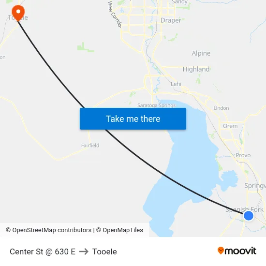 Center St @ 630 E to Tooele map