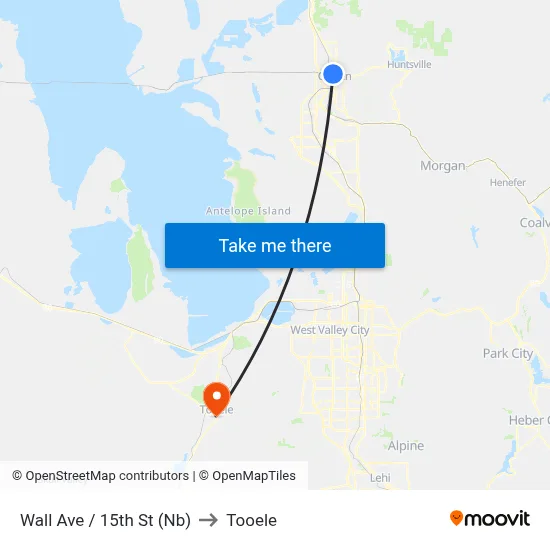 Wall Ave / 15th St (Nb) to Tooele map