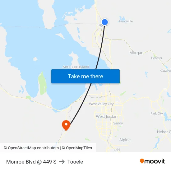 Monroe Blvd @ 449 S to Tooele map