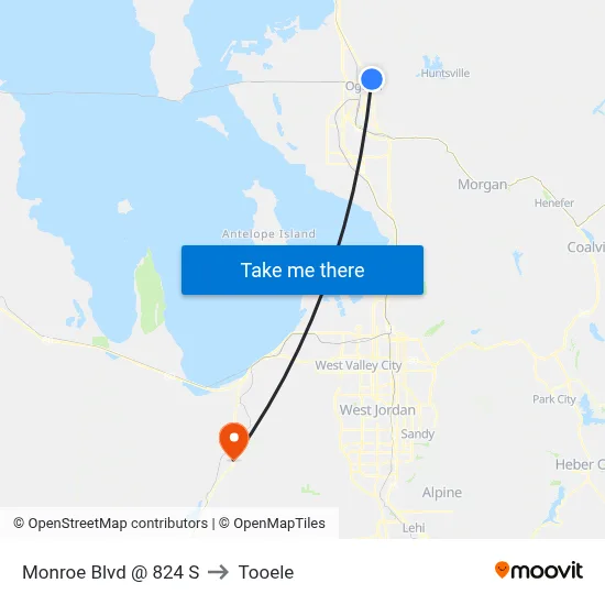 Monroe Blvd @ 824 S to Tooele map