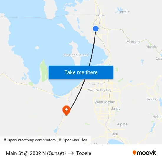 Main St @ 2002 N    (Sunset) to Tooele map
