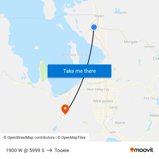 1900 W @ 5999 S to Tooele map