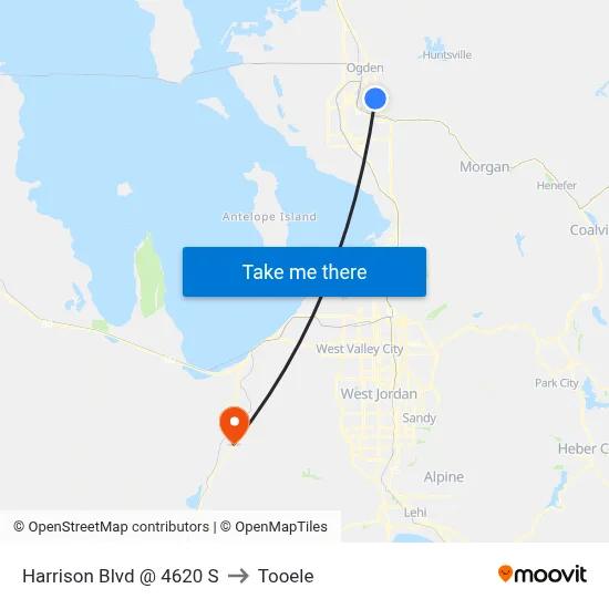 Harrison Blvd @ 4620 S to Tooele map