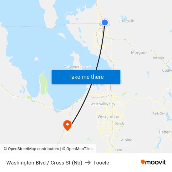 Washington Blvd / Cross St (Nb) to Tooele map