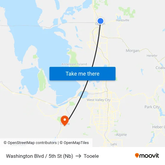 Washington Blvd / 5th St (Nb) to Tooele map
