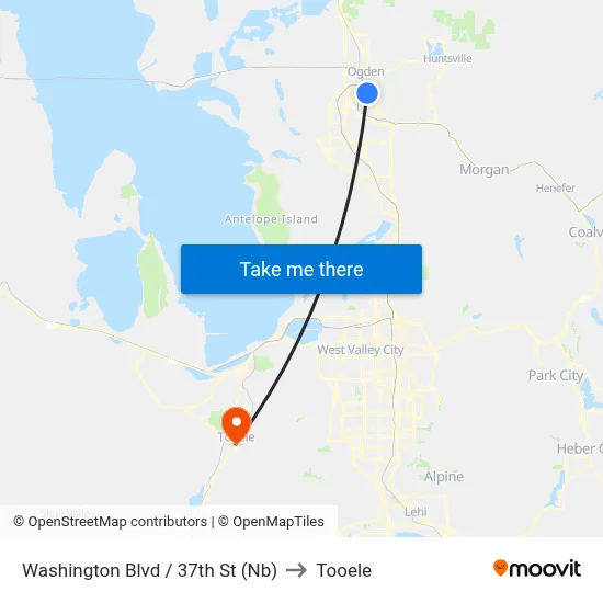 Washington Blvd / 37th St (Nb) to Tooele map