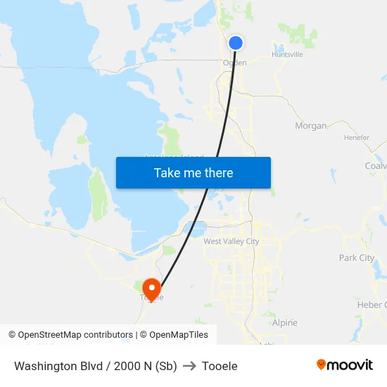 Washington Blvd / 2000 N (Sb) to Tooele map