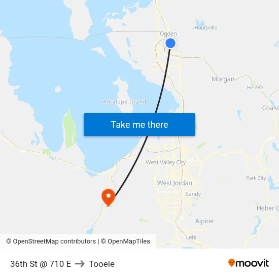 36th St @ 710 E to Tooele map