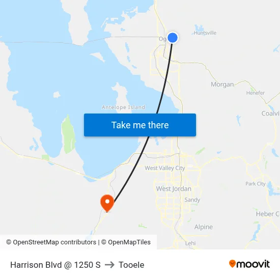 Harrison Blvd @ 1250 S to Tooele map