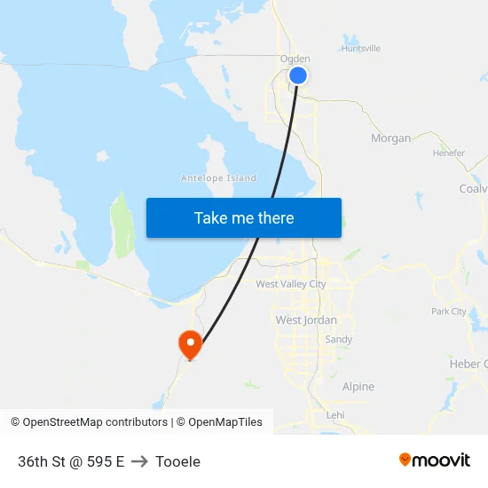 36th St @ 595 E to Tooele map