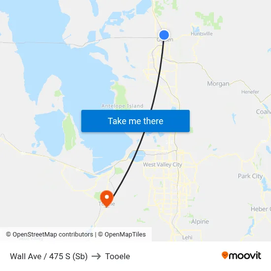 Wall Ave / 475 S (Sb) to Tooele map