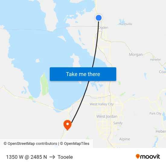 1350 W @ 2485 N to Tooele map