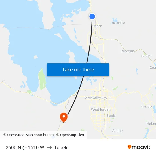 2600 N @ 1610 W to Tooele map